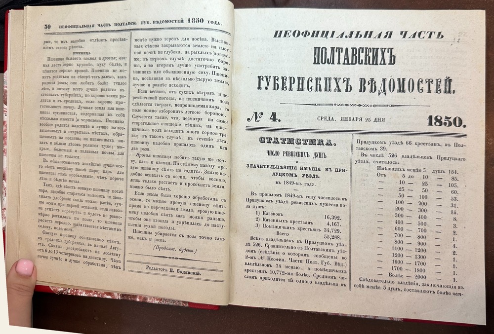 Полтавские губернские ведомости за 1850 рік